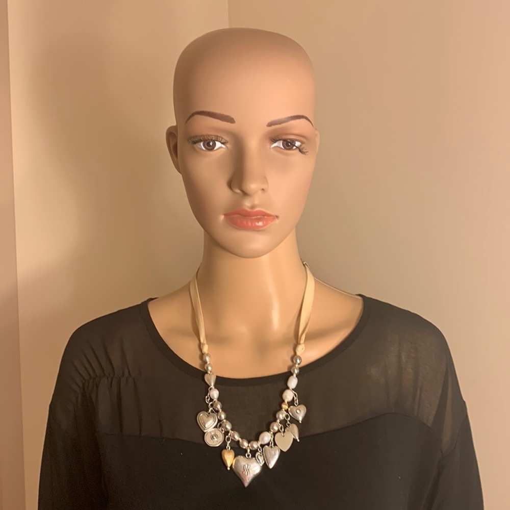 Chico’s silver and beige charm necklace